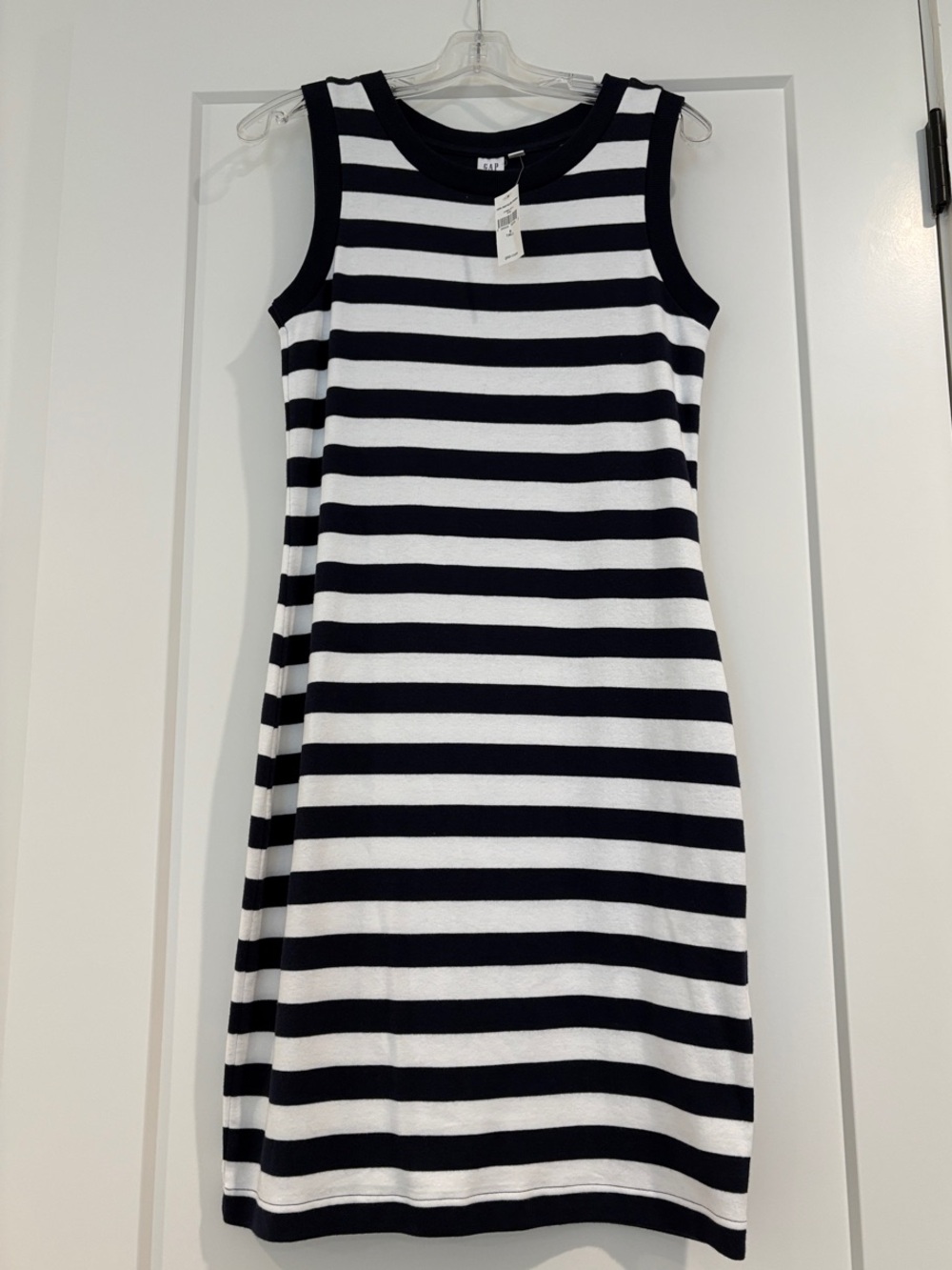 GAP Navy and White Striped Sleeveless Midi Dress